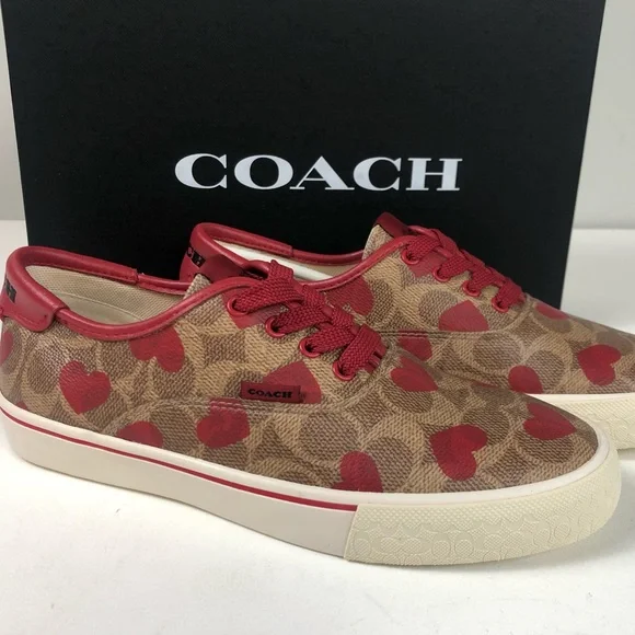 Coach CitySole Coated Canvas & Leather Sneakers Signature C Hearts ❤️ NIB - Picture 2 of 11